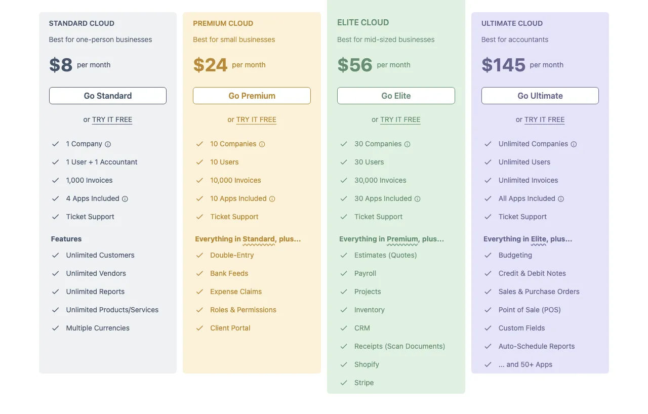 Akaunting pricing page